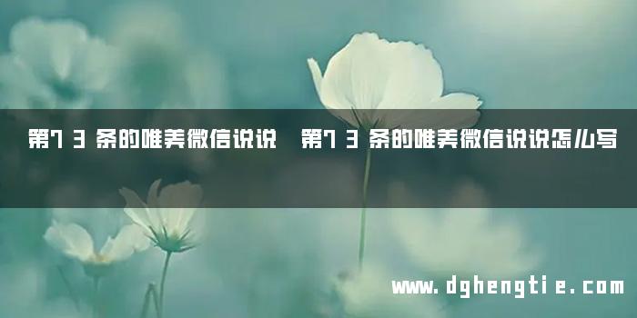第73条的唯美微信说说 第73条的唯美微信说说怎么写